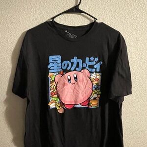 KIRBY Black T-Shirt with Pink Character Graphic